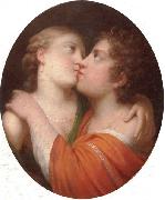 unknow artist Two lovers embracing painting